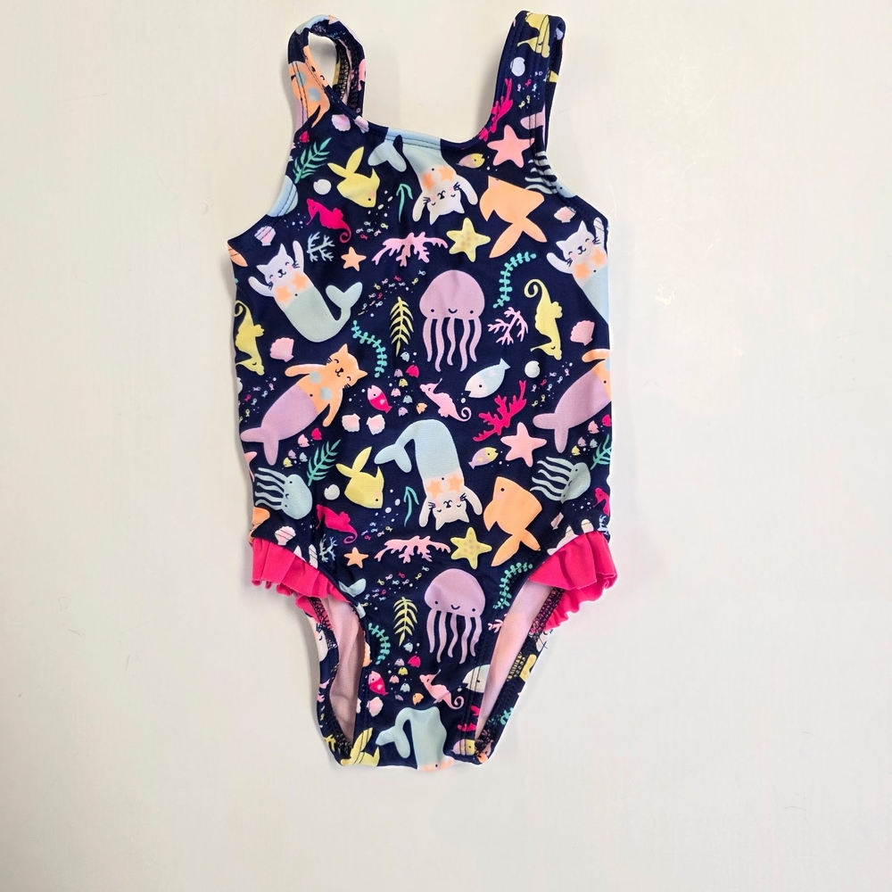 Cat & Jack Navy Ocean Adventure Kids Swim One Piece